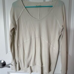 Lucky Brand Cream Ribbed Long Sleeve Top